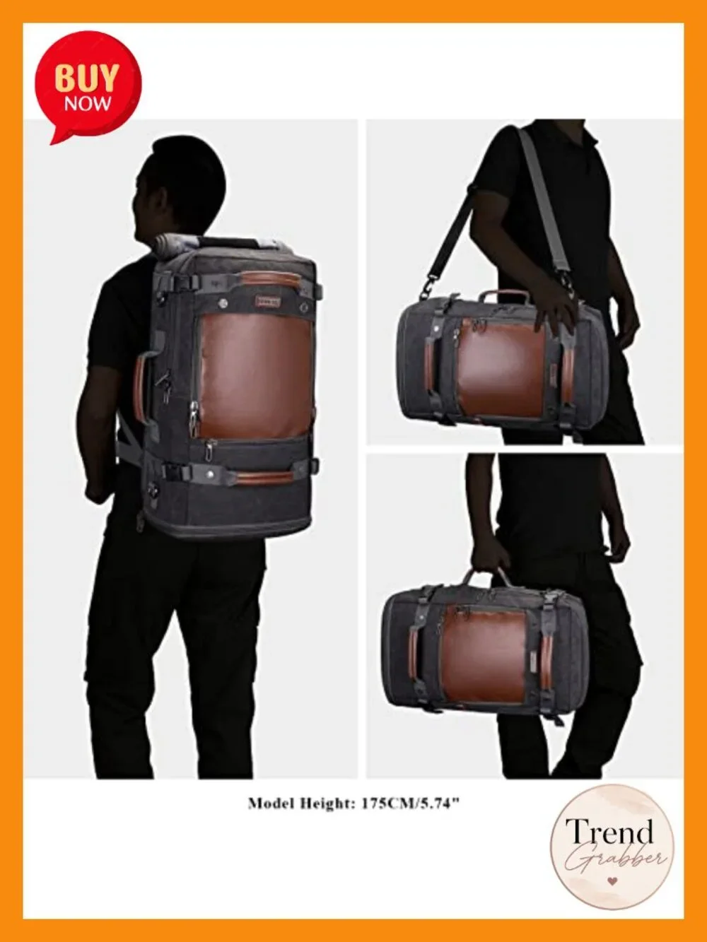 Large Canvas 3-in-1 Travel Backpack Convertible Duffel for Men, Fits 16 Inch